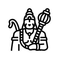hanuman Gud indisk linje ikon vektor illustration
