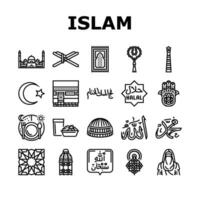 ramadan islam muslim eid arab ikoner uppsättning vektor