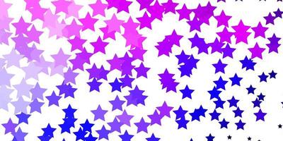 hellrosa, blaues Vektorlayout mit hellen Sternen. leuchtende bunte Illustration mit kleinen und großen Sternen. Muster für Neujahrsanzeige, Broschüren. vektor