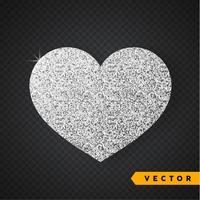 Vektor Silver glitter hjärta. Valentinsdag Vector Sparkles och Glitters. Holiday Design.