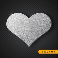 Vektor Silver glitter hjärta. Valentinsdag Vector Sparkles och Glitters. Holiday Design.