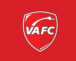 valenciennes klubb logotyp symbol ligue 1 fotboll franska abstrakt design vektor illustration med röd bakgrund