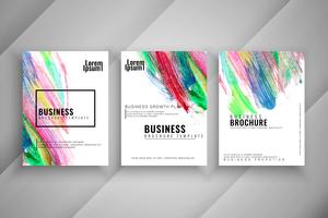 Sammanfattning färgglada tre moderna broschyrer uppsättning vektor