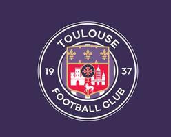 toulouse fc klubb symbol logotyp ligue 1 fotboll franska abstrakt design vektor illustration med lila bakgrund