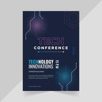 Technik Konferenz Technologie Innovationen Flyer Design Vorlage im schwarz Hintergrund vektor