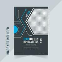 Technologie Innovationen Flyer Design Vorlage im schwarz Hintergrund vektor