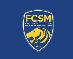 fc sochaux klubb logotyp symbol ligue 1 fotboll franska abstrakt design vektor illustration med blå bakgrund