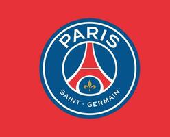 paris helgon germain klubb logotyp symbol ligue 1 fotboll franska abstrakt design vektor illustration med röd bakgrund