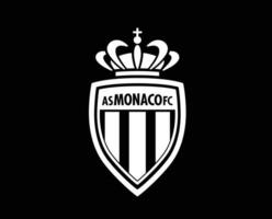 som Monaco klubb logotyp symbol vit ligue 1 fotboll franska abstrakt design vektor illustration med svart bakgrund