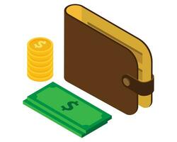 Brieftasche und Geld Symbole vektor