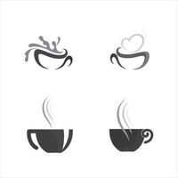 kaffekopp logotyp mall mugg ikon varm dryck café set vektor