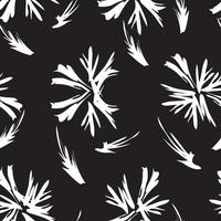 svartvita blommiga penseldrag sömlös bakgrund vektor