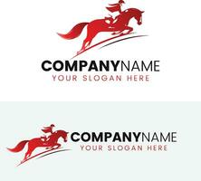 Pferd Wettbewerb Logo. Laufen Pferd mit Pferd Fahrer vektor