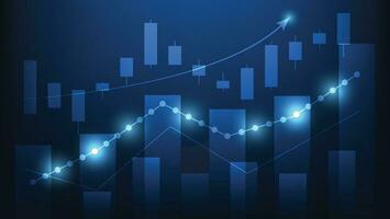 stock marknadsföra trend med bar Diagram och ljusstakar på blå bakgrund vektor