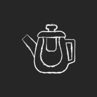 Doppelglas Teekanne Kreideweiß Symbol auf dunklem Hintergrund. Behälter aus gehärtetem Glas für die Zubereitung von heißem Tee. spezielles Küchenzubehör. isolierte vektortafelillustration auf schwarz on vektor