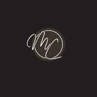 initialer mc logotyp monogram med enkel cirkel linje stil vektor