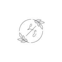 Initialen le Monogramm Hochzeit Logo mit einfach Blatt Gliederung und Kreis Stil vektor