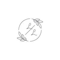 Initialen ll Monogramm Hochzeit Logo mit einfach Blatt Gliederung und Kreis Stil vektor
