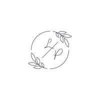 Initialen lp Monogramm Hochzeit Logo mit einfach Blatt Gliederung und Kreis Stil vektor