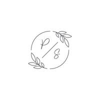 Initialen ps Monogramm Hochzeit Logo mit einfach Blatt Gliederung und Kreis Stil vektor