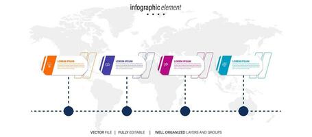 Geschäft Prozess Infografik Vorlage. dünn Linie Design mit Zahlen 4 Optionen oder Schritte. Vektor Illustration Grafik Design