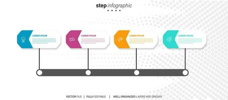 begrepp av företag modell med 4 på varandra följande steg. fyra färgrik grafisk element. tidslinje design för broschyr, presentation. infographic design layout vektor