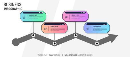 begrepp av företag modell med 4 på varandra följande steg. fyra färgrik grafisk element. tidslinje design för broschyr, presentation. infographic design layout vektor