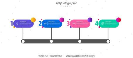 Konzept von Geschäft Modell- mit 4 aufeinanderfolgend Schritte. vier bunt Grafik Elemente. Zeitleiste Design zum Broschüre, Präsentation. Infografik Design Layout vektor