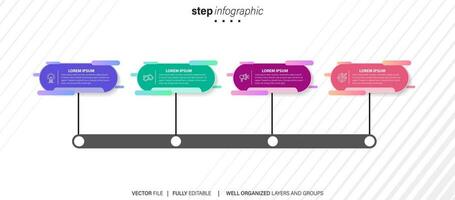 begrepp av företag modell med 4 på varandra följande steg. fyra färgrik grafisk element. tidslinje design för broschyr, presentation. infographic design layout vektor