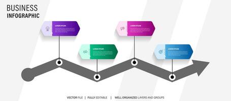 Konzept von Geschäft Modell- mit 4 aufeinanderfolgend Schritte. vier bunt Grafik Elemente. Zeitleiste Design zum Broschüre, Präsentation. Infografik Design Layout vektor