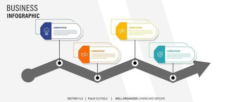 begrepp av företag modell med 4 på varandra följande steg. fyra färgrik grafisk element. tidslinje design för broschyr, presentation. infographic design layout vektor