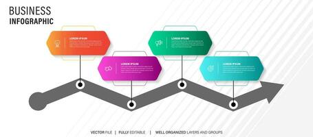 begrepp av företag modell med 4 på varandra följande steg. fyra färgrik grafisk element. tidslinje design för broschyr, presentation. infographic design layout vektor