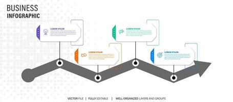 begrepp av företag modell med 4 på varandra följande steg. fyra färgrik grafisk element. tidslinje design för broschyr, presentation. infographic design layout vektor