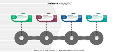 abstrakt Elemente von Graph Infografik Vorlage mit Etikett, integriert Kreise. Geschäft Konzept mit 4 Optionen. zum Inhalt, Diagramm, Flussdiagramm, Schritte, Teile, Zeitleiste Infografiken, Arbeitsablauf Layout vektor