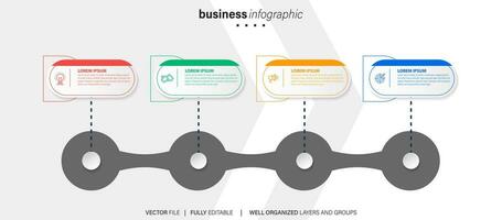 abstrakt Elemente von Graph Infografik Vorlage mit Etikett, integriert Kreise. Geschäft Konzept mit 4 Optionen. zum Inhalt, Diagramm, Flussdiagramm, Schritte, Teile, Zeitleiste Infografiken, Arbeitsablauf Layout vektor