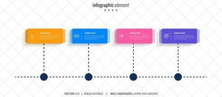 cirkulär layout diagram med 4 lista av steg, cirkulär layout diagram infographic element mall vektor