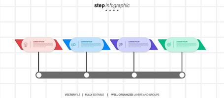 kreisförmig Layout Diagramm mit 4 aufführen von Schritte, kreisförmig Layout Diagramm Infografik Element Vorlage vektor