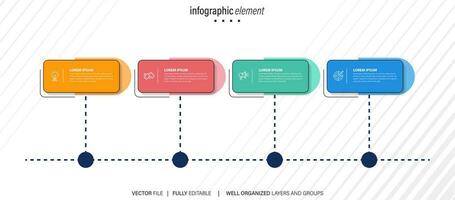 4 element schema, diagram. fyra ansluten rundor. infographic mall. vektor