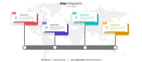 4 Elemente planen, Diagramm. vier in Verbindung gebracht Runden. Infografik Vorlage. vektor