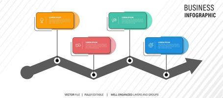 4 element schema, diagram. fyra ansluten rundor. infographic mall. vektor