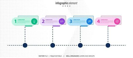 4 element schema, diagram. fyra ansluten rundor. infographic mall. vektor