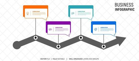 4 element schema, diagram. fyra ansluten rundor. infographic mall. vektor