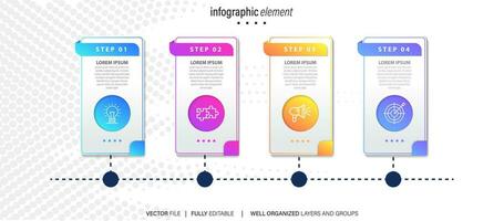 modern 3d Infografik Vorlage mit 4 Schritte. Geschäft Kreis Vorlage mit Optionen zum Broschüre, Diagramm, Arbeitsablauf, Zeitleiste, Netz Design. Vektor eps 10
