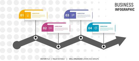 modern 3d Infografik Vorlage mit 4 Schritte. Geschäft Kreis Vorlage mit Optionen zum Broschüre, Diagramm, Arbeitsablauf, Zeitleiste, Netz Design. Vektor eps 10