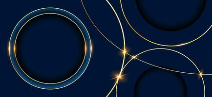 abstrakt luxuriös Kreis golden Linien auf Design dunkel Blau Hintergrund. Vektor Illustration