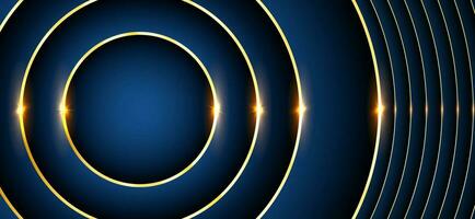 abstrakt lyxig cirkel gyllene rader på design mörk blå bakgrund. vektor illustration