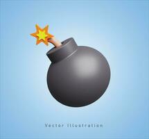 svart bomba i 3d vektor illustration