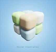 marshmallow isometrisk kub i 3d vektor illustration