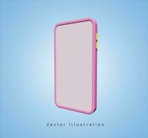 Rosa Smartphone mit leer Bildschirm im 3d Vektor Illustration