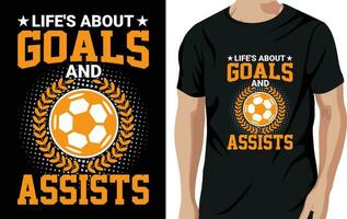 livets handla om mål och assisterar fotboll citat t skjorta vektor affisch eller mall
